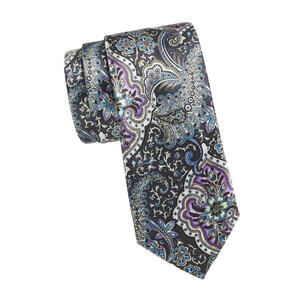 Robert Graham silk tie has an ornate Persian motif with detailed paisley design.